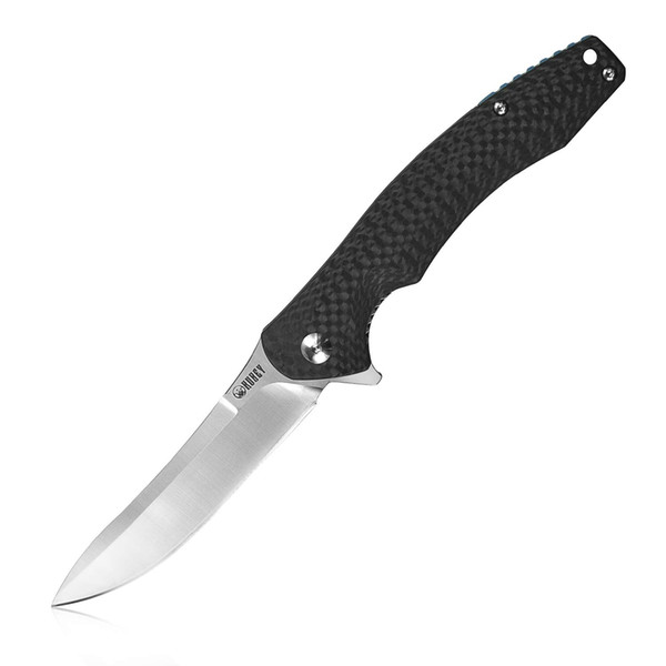 KUBEY ERIS KU179CF Pocket EDC Knife with D2 Blade Carbon Fiber Handle Anodized Titanium Clip for Outdoor Camping Survival Tactical