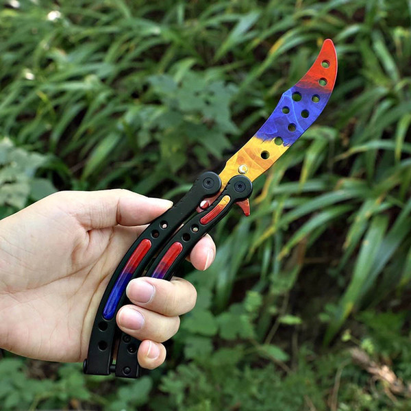 11 Colorful Stainless Steel CS GO Butterfly in Knife Practice Training Tool Counter Strike Game Folding Knife Karambit