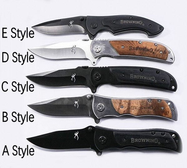 Camping gear Browning 337 338 339 Folding Pocket Knife Silver Black Wood Handle Outdoor Survival Tactical Knives Hunting Tool P104R F