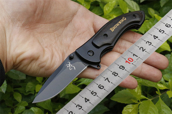 Small Version Browning 337 Folding Blade Knife Outdoor Camping gear Black Wood Handle EDC Tactical Pocket Gift Knives P896M Q