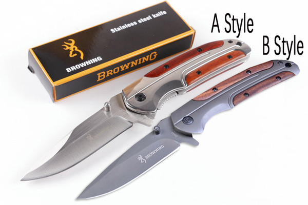 Browning DA43 Folding Flipper Knife 440C Blade Rosewood Handle Titanium Tactical Pocket Camping Tool Fast Open Hunting Survival Knife P74R F