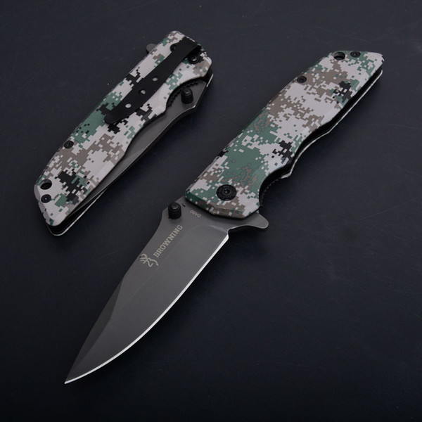 Browning DA80 Flipper Tactical Folding Knife Camo Handle Assisted Quick-Open EDC Pocket Survival Rescue Gift Knives Camping gear P63R F