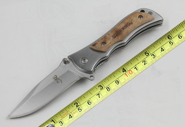 Small Browning 339 Tactical Folding Knife 55HRC 440 Blade Silver Wood Handle EDC Folder Survival Pocket Camping Gift Knives Xmas Gift P100F