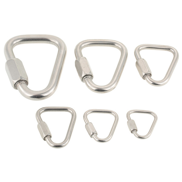 2018 Stainless Steel Triangle Quick Link Locking Carabiner Hanging Hook Buckle Survial Key Chain Carabine Clip Camping Equipment Tool