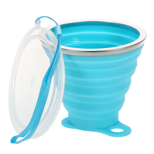 2018 270ML Collapsible Stretchy Travel Water Cup Mug FDA Approved Silicone Foldable Water Cup Outdoor Camping Sports Expandable Cup