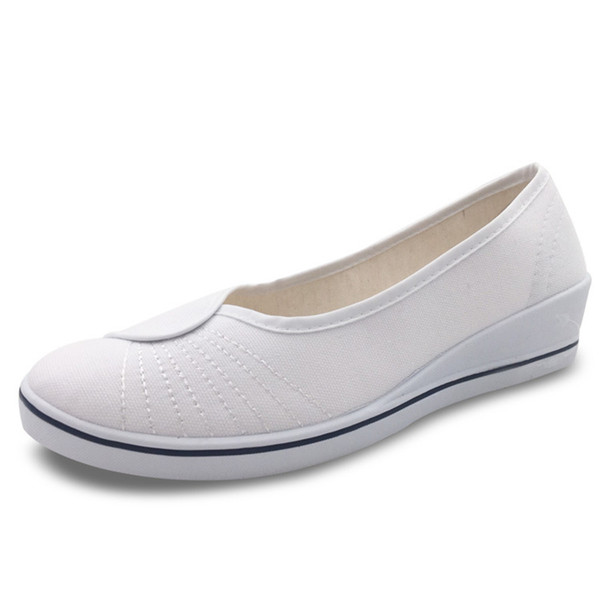 White Wedge Shoes Single Shoe Black Slip on Nurse Shoe Beauty Salon Casual Shoes Hospital Hotel Special Work Shoes