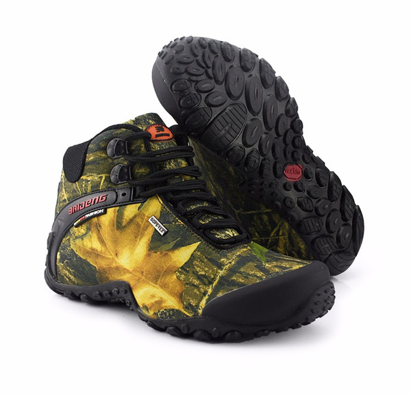 New Waterproof Canvas Hiking Men Shoes Trekking Boots Outdoor Camouflage Hunting Climbing High Top 2017 Plus Large Size 45 46