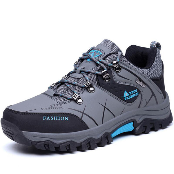 2017 Men Mountain Hiking Shoes Big Size Leather Hunting Boots Autumn Winter Mens Outdoor Sport Shoes Climbing Sneakers