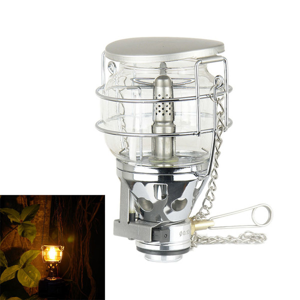 2018 Mini Portable Camping Lantern Gas Light Tent Lamp Torch Hanging Glass Lamp Chimney Butane 100LUX for Travel