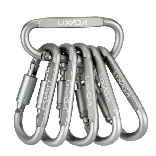 2018 Lixada 6Pcs D-Ring Carabiner Camping Survival Tool Outdoor Key Chain Climbing Carabiner Screw Lock Hook Aluminum Hanging Buckle