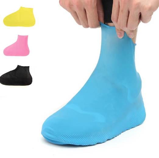 1 Pair Rubber Anti-slip Waterproof Shoe Cover, Reusable Rain Boot Motorcycle Bike Overshoe, Blue Yellow For Men Women