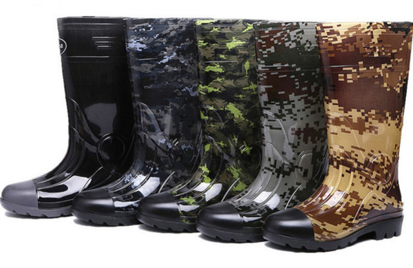 2018 Spot for men's high camouflage waterproof, waterproof, anti-skid, wear-resistant fashion Multicolor optional water shoes rain boots