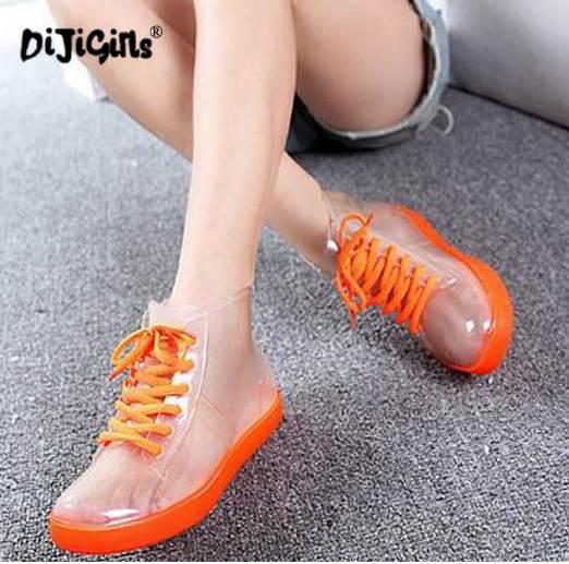 DIJIGIRLS Rain boots women with short boots new transparent waterproof antiskid rubber boots