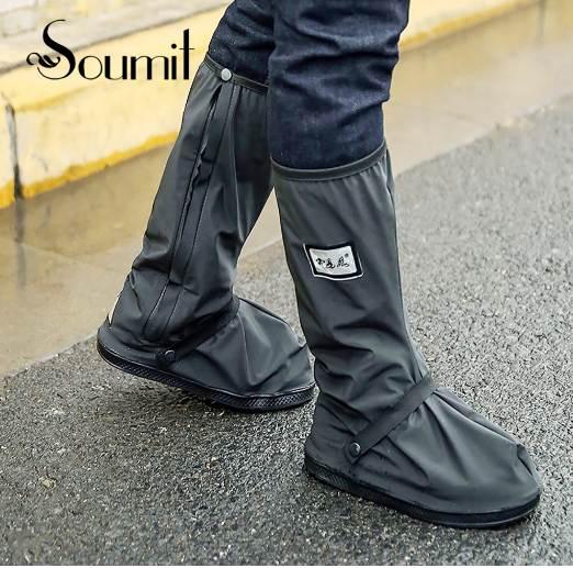 Soumit Cycling Shoes Cover Waterproof Windproof Rain Black Reusable Covers for Men Women Bike Overshoes Boot Shoe