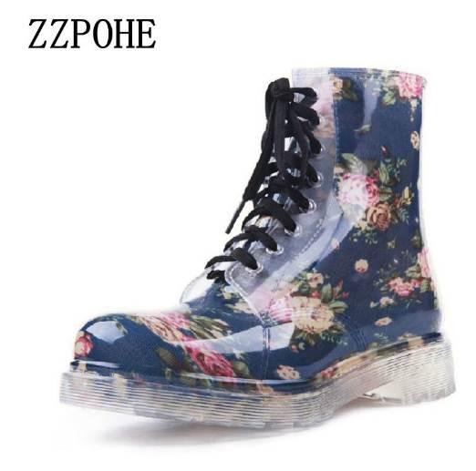 new women Floral Martin rain boots female fashionable short boots slip non-slip comfortable with large size water shoes