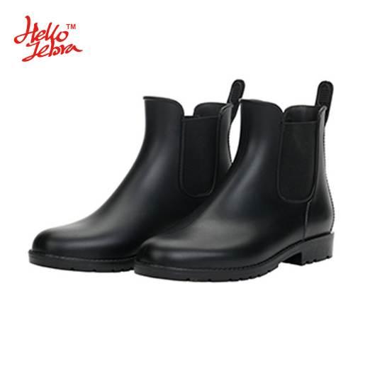 Hellozebra Women Rain Boots Waterproof Fashion Ankle Rubber Elastic Band Solid Color Raining day Shoes Low Heel Pvc Garden