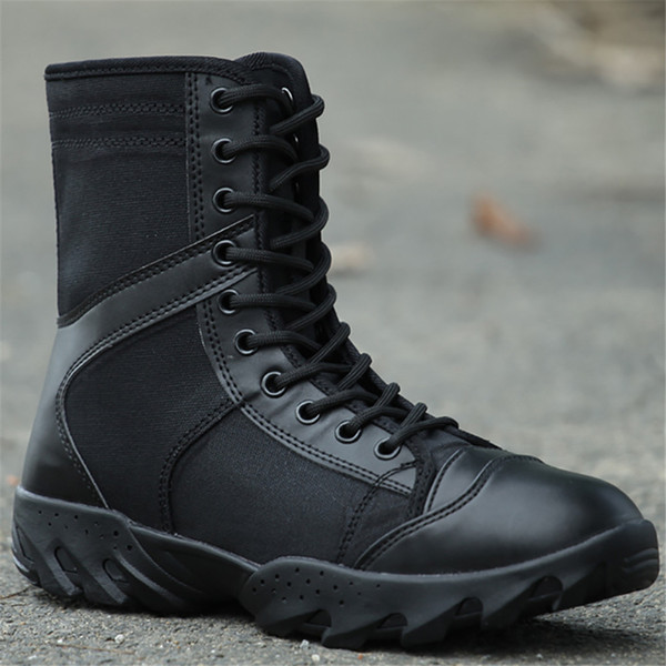 Fashion Mens Leather Desert Tactical Boots Outdoor Hiking Shoes Combat Army Duty Work Boots Travel Camping Training Botas Male Ankle Boots