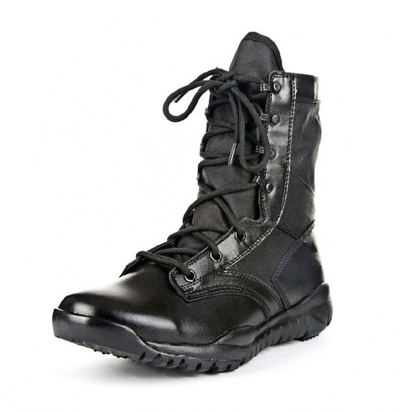 Ultralight combat outdoor summer special forces breathable lace-up black high ankle shoes for men