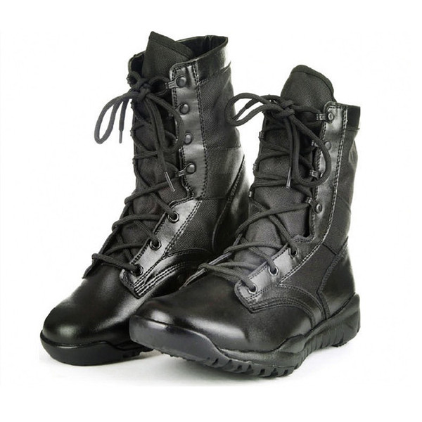 Ultralight combat outdoor summer special forces breathable lace-up black high top ankle shoes men