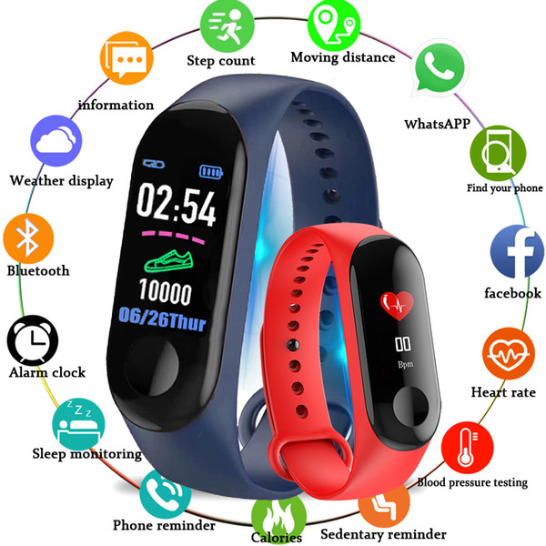 M3 Fitness Bracelet Pressure Measurement Pedometer Fitness Tracker Heart Rate Monitor Oxygen Waterproof Smart Band PK MIBAND 3