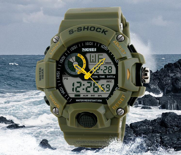 Tactical Watch Men Montre S-Shock Digital Watch Outdoor Sport Dual Time Waterproof 50M Travel Chronograph Clock.