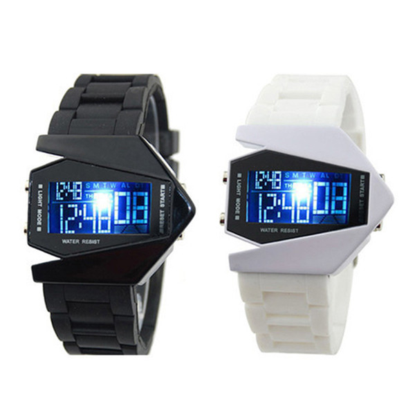 2018 Fashion personality student digital watch boy's watches Colorful led Multi-function fighter Aircraft table free shipping