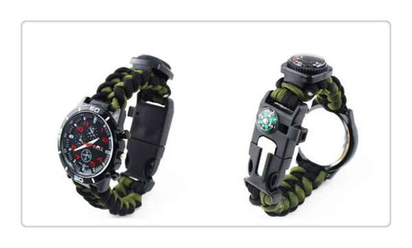 Sport Woven Rope Watch strap Outdoor Survival Watchband Sport Colors Self-rescue Cord Rope Buckle Bracelets Bangles