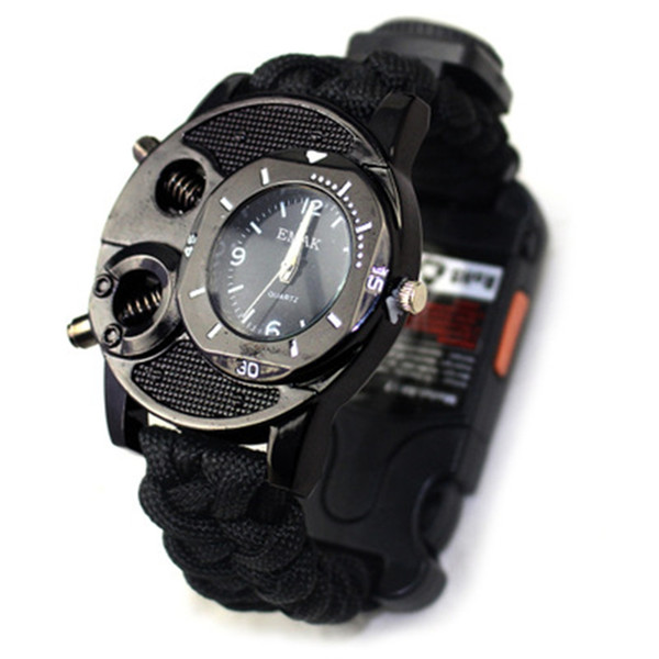 10in1 tactical watch Outdoor Paracord rope survival bracelet Watch Survival Gear compass whistle Reflector lamp flashlight thermometer