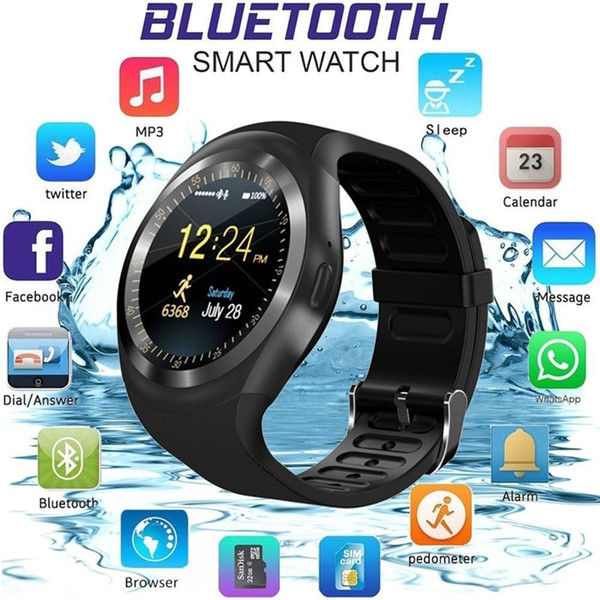 Waterproof Bluetooth Smart Watch Phone Mate For Android IOS iPhone Samsung LG Smart Bluetooth Watch Phone Mate Sim Card Round Touch