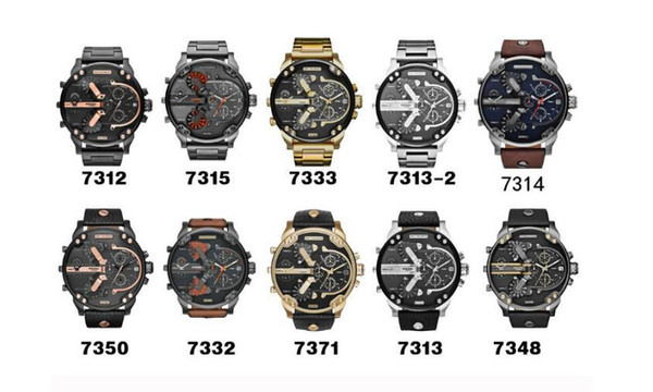 Hot sell Sports Mens Watches Big Dial Display Top Brand Luxury watch Quartz Watch leather Steel Band Fashion Wristwatches