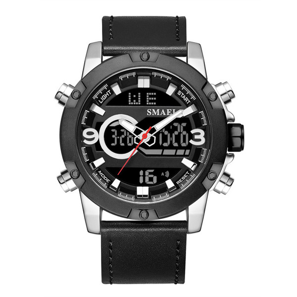 New watch street outdoor sports multi-function electronic watch men's waterproof leather watch