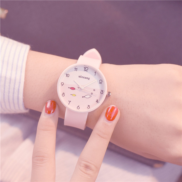 Fine When Ulzzang Will Children Wrist Watch Girl Cartoon Lovely Soft Sister Junior School Student High School Living Student Small Fresh