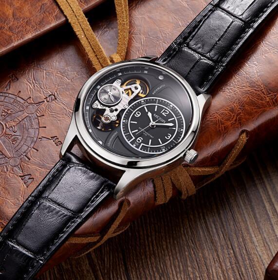 Popular men's casual leather strap hollow chassis fashion men's quartz watch