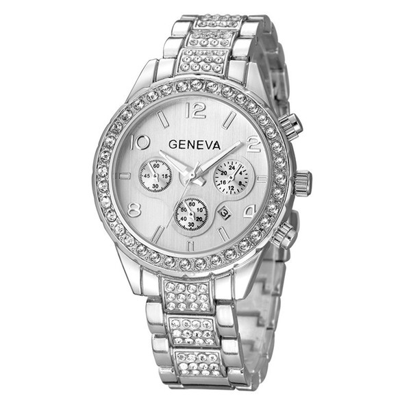 Christmas gift 2017 Luxury GENEVA Watches Womens Diamonds Watches Bracelet Ladies Designer Wristwatches 3 Colors Free Shipping