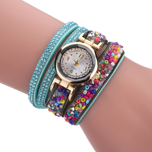 The 2018 explosion of colorful shinv Bracelet winding watch diamond decoration girl's' quartzl watches free shoping