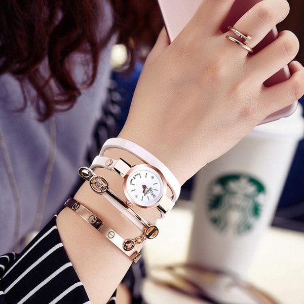 New Fashion Women Bracelet Lady Watch Gold Quartz Gift Watch Wristwatch Women Dress Leather Casual Bracelet Watches