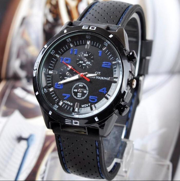 Hot GT Mens Luxury Black Rubber Sport Quartz Best Wrist Watch Fashion Design Drop Ship.