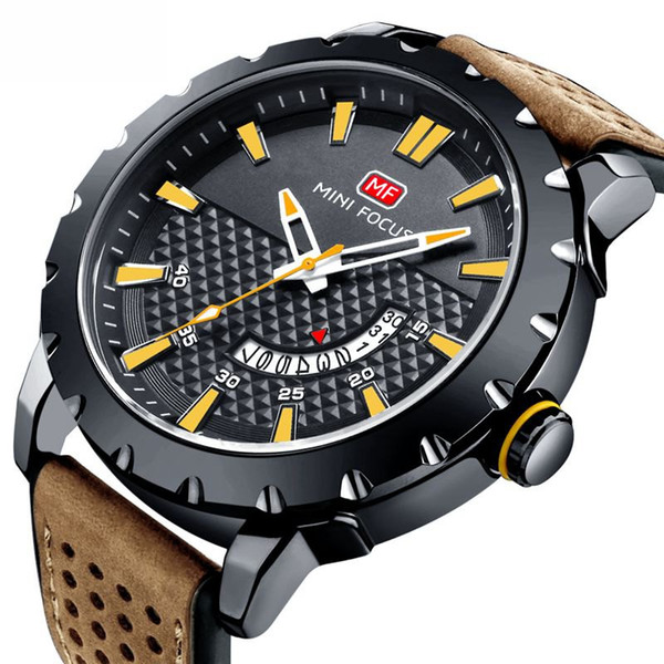 2019 Men's Quartz Watch Top Brand Date Clock Male Army Sports Watches Men Casual Leather Strap Wrist Watch