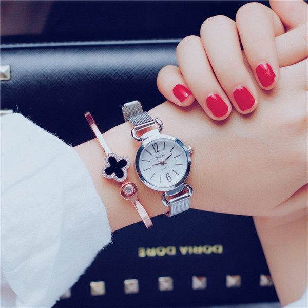 Chic Restore Ancient Ways Small Cap Wrist Watch Schoolgirl Korean Concise Trend Ulzzang Metal Chain Silver Small And Exquisite Mini-