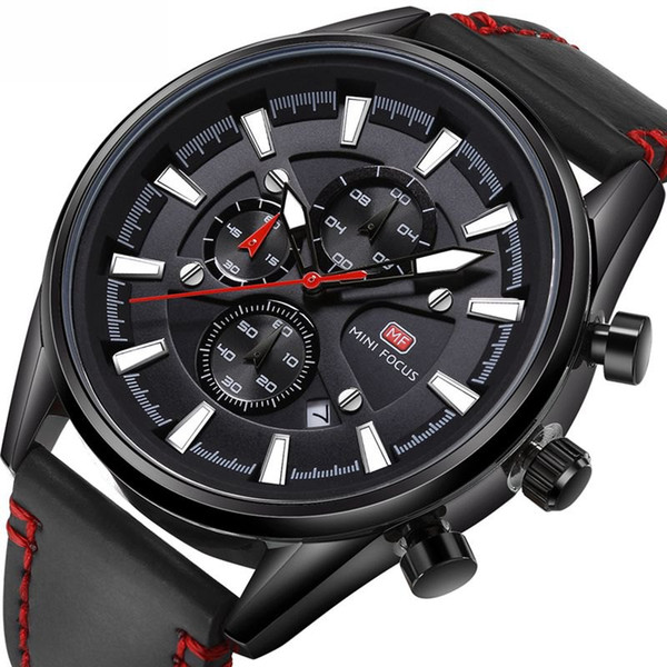 Top Brand Men's Chronograph Quartz Watch Men Sports Army Wrist Watch Male Leather Clock relogio masculino