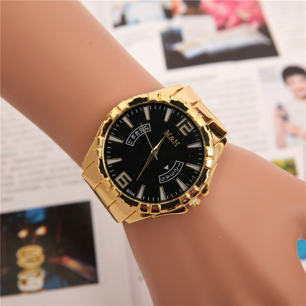 Quartz crystal watches fake calendars,gold strap watches Watches Stainless Steel Stopwatch Luxury Watch Top Brand relogies