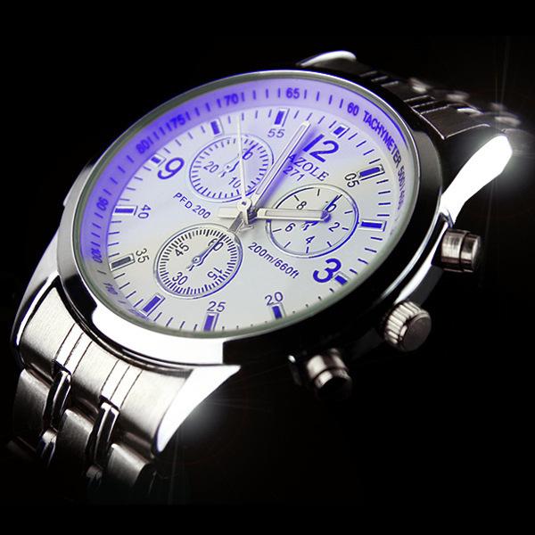 Steel Bring Lovers Surface Men And Women Korean Popular Heat A Pin Noctilucent Business Affairs Table Jajaron Blue Light Wrist Watch