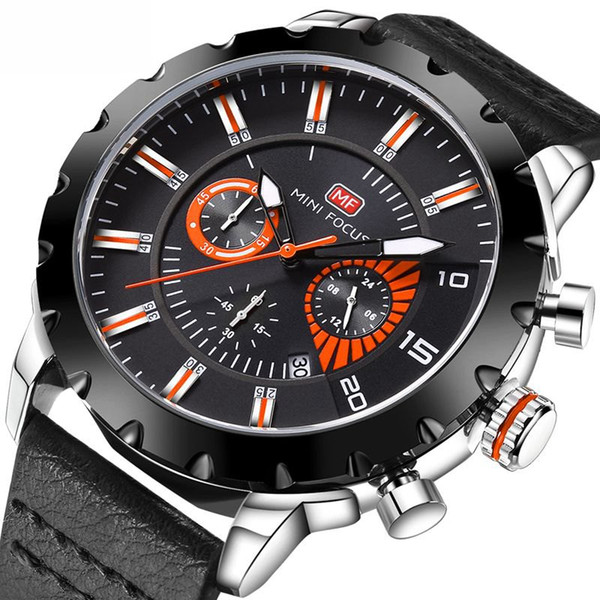 2019 Top Brand Chronograph Men Leather Sports Watches Men's Quartz Army Wrist Watch Male Analog Clock