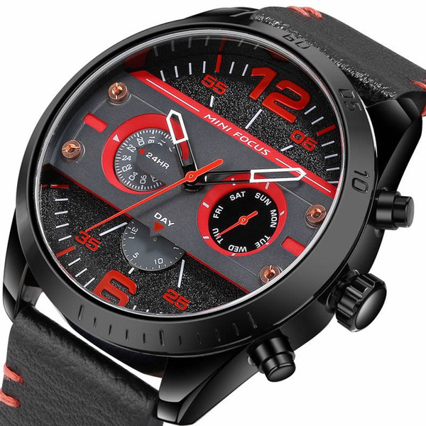 Top Brand Men's Sports Quartz Watches Date 24 Hours Clock Male Leather Casual Chronograph Waterproof Wrist Watch Relogio Masculino