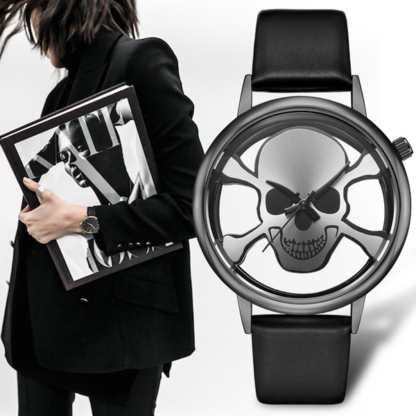 New Skull Design Fashion Brand Quartz Watch Women Ladies Casual Street Leather band Clock Female Girls Trending