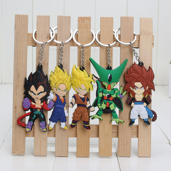 5pcs/set Anime Dragon Ball Z Super Saiyan Son Gokou Vegeta Keychains PVC Key Chains Pendant