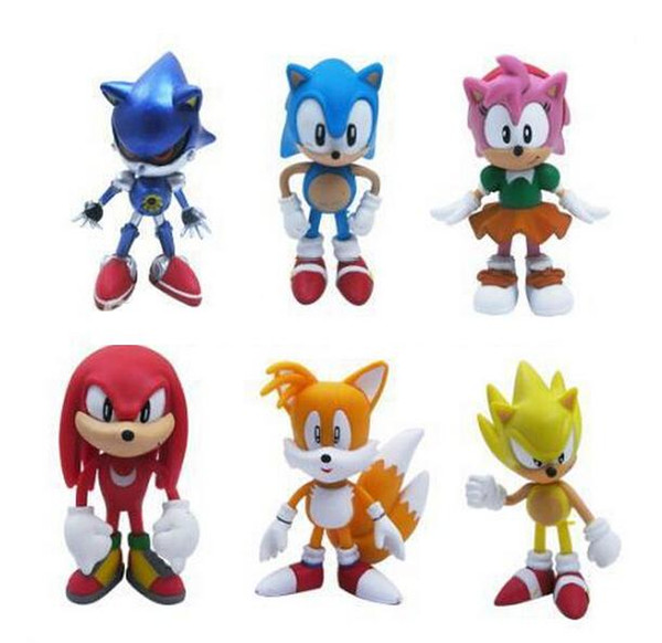 1 Set Retail 6Pcs/set Anime Cartoon Sonic The Hedgehog Figure Action Set Doll Toys Free Shipping