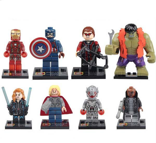 New Super Hero The Avengers 2 Iron Man Hulk Wolverine Batman Spiderman Captain American Action Figures Toy 8pcs