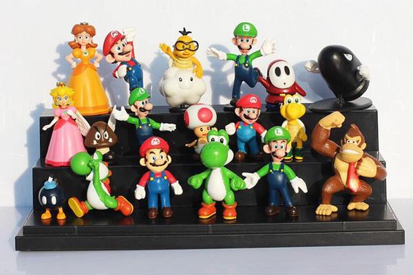 18pcs =1 set Super Mario Bros PVC Action Figure Toys SuperMario Dolls Yoshi Luigi PVC Toys Ornaments