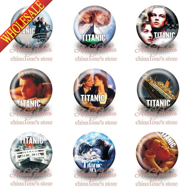 2lots*9=18Pcs Titanic Tin Buttons Pins Badges,30MM,Round Brooch Badges ,Mixed 9 Styles,